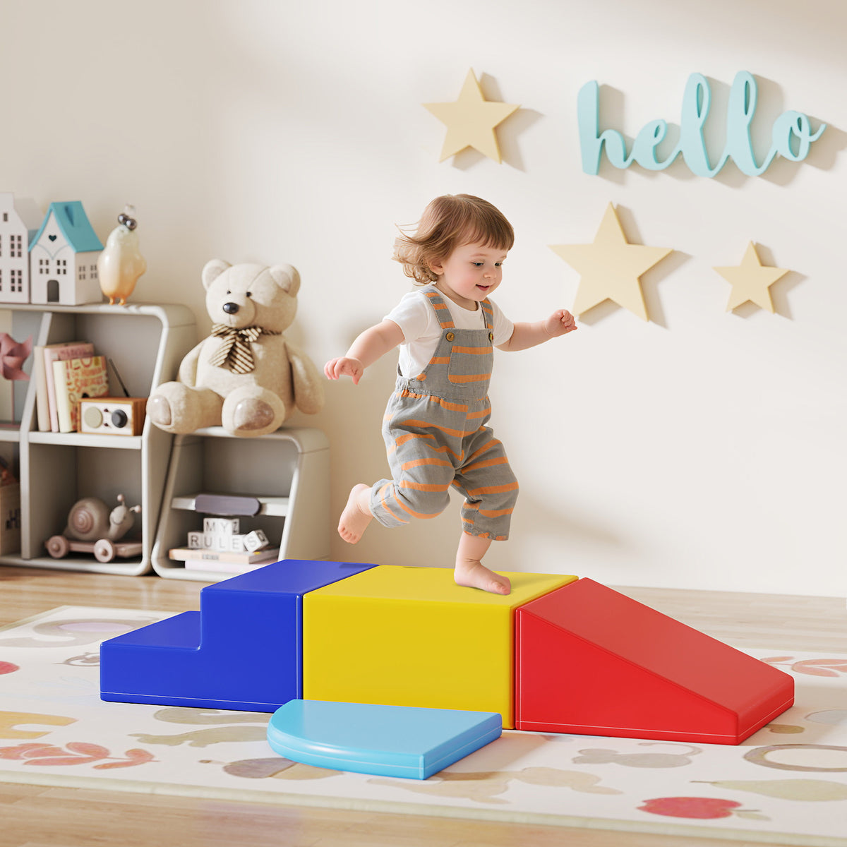 Conjunto de 4 Blocos de Psicomotricidade para Crianças Blocos de Construção Figuras de Construção Brinquedo de Aprendizagem para Escalar e Gatear Multicor — foto 2