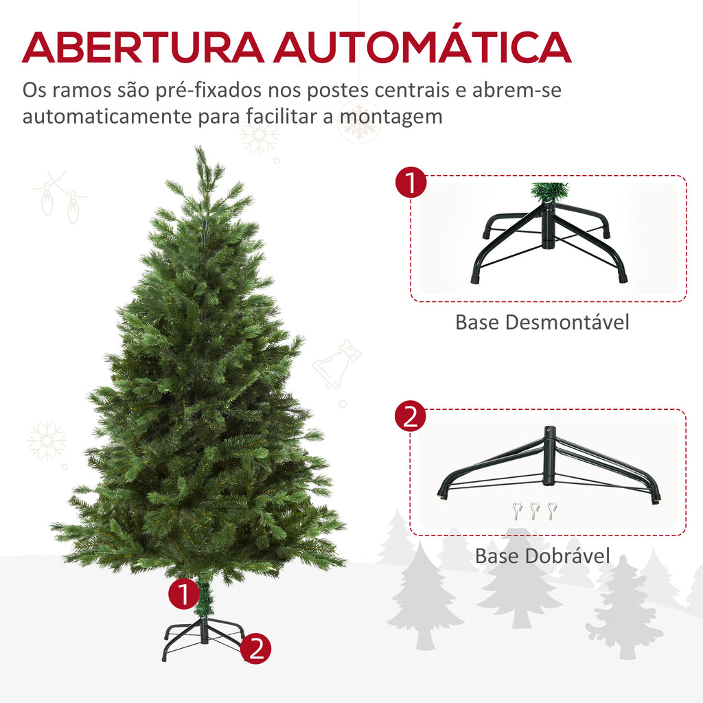 Árvore Artificial de Natal com Base Dobrável 696 Galhos PE Tridente e PVC Individual Árvore de Natal Decorativa Exterior Interior Ø90x180 Verde — foto 7