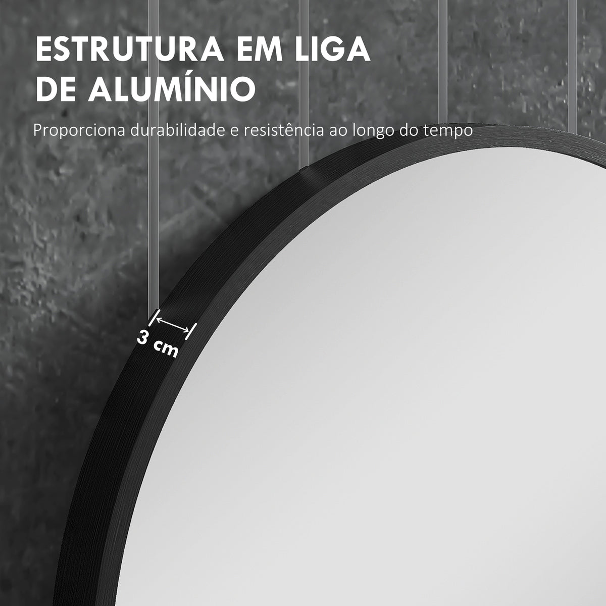Espelho Casa de Banho Ovalado 60x90 cm Espelho Decorativo de Parede com Estrutura de Alumínio para Sala de Estar Entrada Corredor Horizontal ou Vertical Preto — foto 5