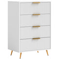 Cómoda com 4 Gavetas Cómoda de Dormitório Moderna com Desenho Ondulado Anti-Tombo Cómoda para Sala de Estar Corredor 60x40x90 cm Branco — foto 1