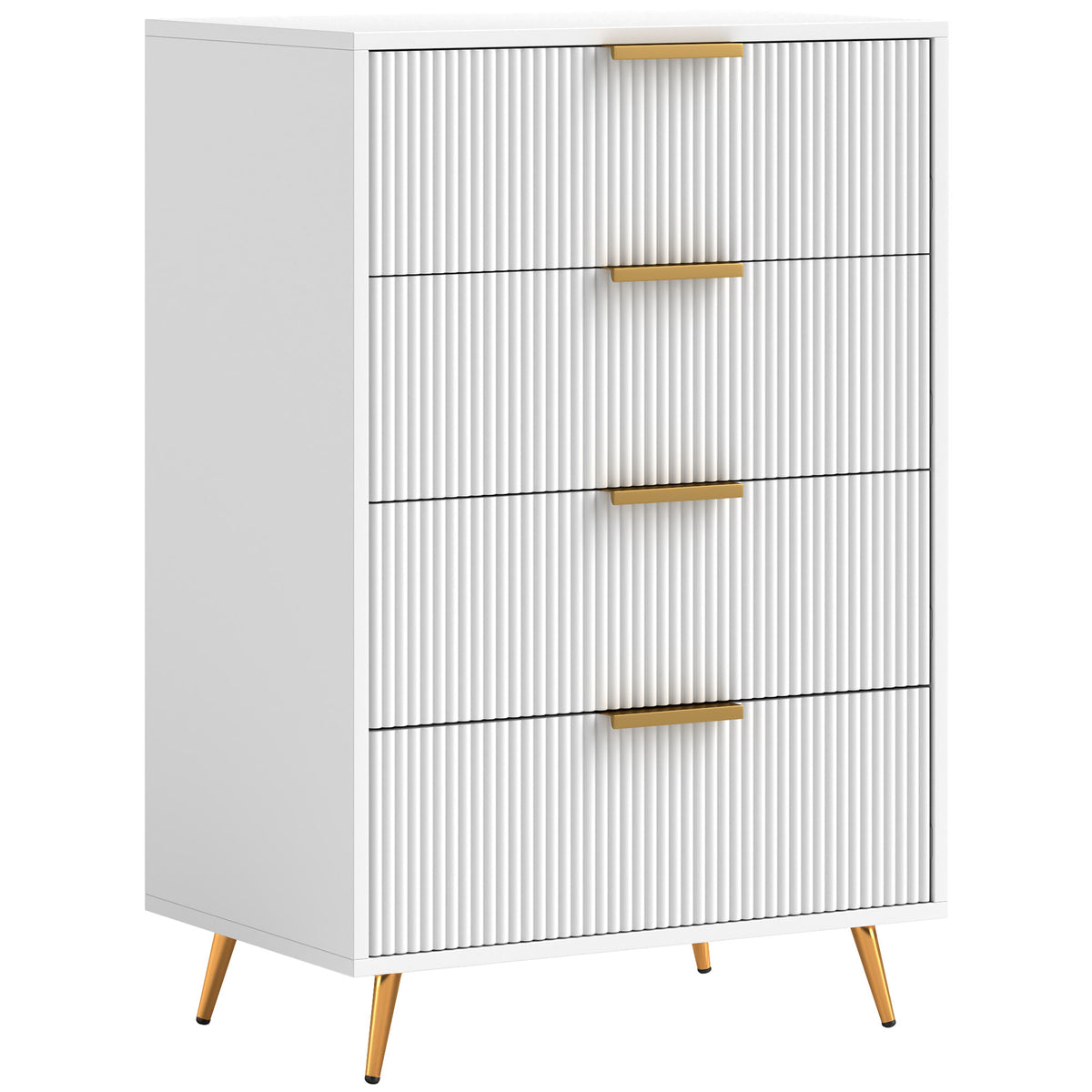 Cómoda com 4 Gavetas Cómoda de Dormitório Moderna com Desenho Ondulado Anti-Tombo Cómoda para Sala de Estar Corredor 60x40x90 cm Branco — foto 1