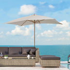Chapéu de Sol de Jardim com Sistema de Polia Teto Ventilado e Mastro de Madeira para Terraço Pátio Exterior 2,95x2x2,55m Creme — foto 2