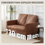 Sofá de 2 Lugares Estofado em Microfibra Sofá Moderno com Pés de Madeira Apoio de Braços para Sala Quarto Escritório Sala de Estar 130x78x85 cm Castanho — foto 6