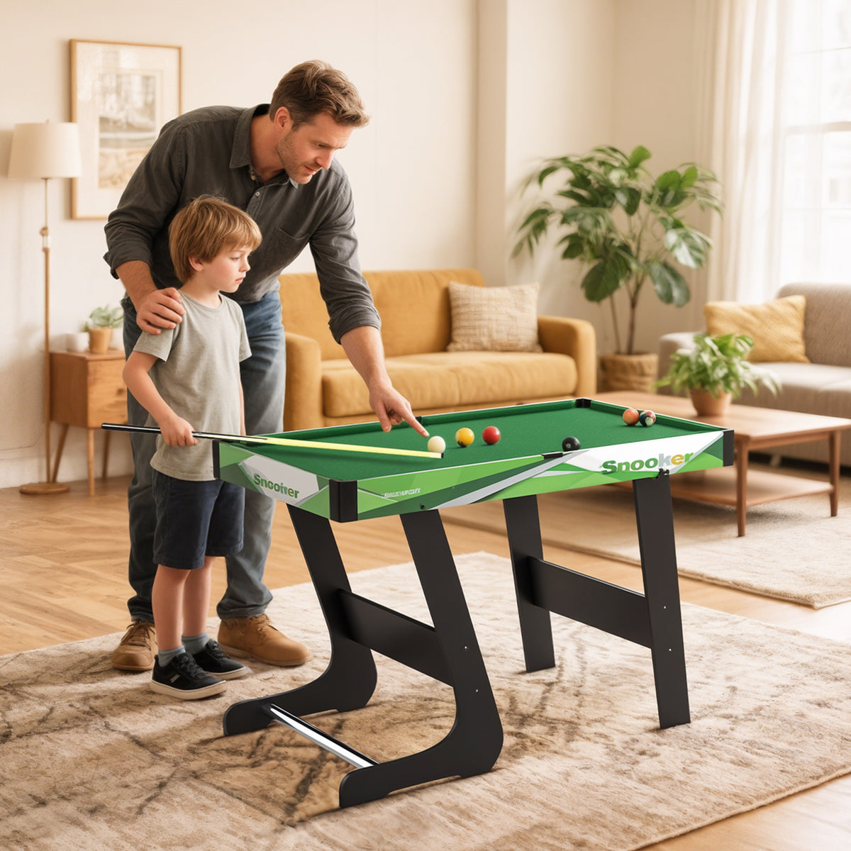 Mesa de Bilhar Dobrável com Acessórios Inclui 16 Bolas 2 Tacos Giz Triângulo e Escova Mesa de Bilhar Portátil para Crianças e Adultos 104x55,5x68 cm Verde — foto 2