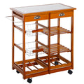 Carrinho de Cozinha Multifuncional Carrinho Auxiliar de Madeira com Grande Espaço de Armazenamento Gavetas Cestas Prateleiras 4 Rodas 74x37x76 cm Madeira — foto 1
