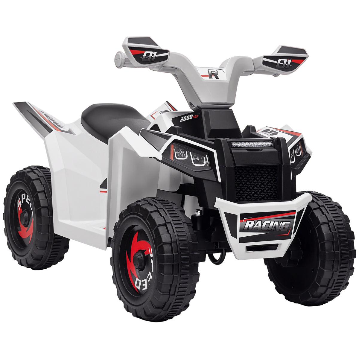 Quadriciclo Elétrico para Crianças 18-36 Meses Veículo Elétrico a Bateria de 6V com Velocidade 2,5 km/h Avanço e Marcha Atrás 70x41,5x48,5 cm Branco — foto 1