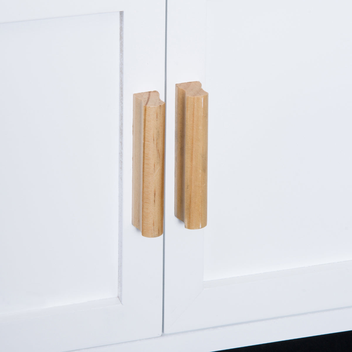 Carrinho de Cozinha Auxiliar com Rodas Carrinho de Cozinha com 2 Gavetas Suporte para 9 Garrafas Suporte para Taças Prateleira Aberta e Armário 76x40x88cm Branco — foto 7