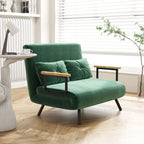 Sofá Cama Sofá Convertível em Cama de 2 Lugares Dobrável com Encosto Ajustável em 5 Níveis e 2 Almofadas Acolchoadas para Escritório Dormitório Sala de Estar 102x73x81 cm Verde — foto 2