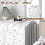Cómoda com 5 Gavetas Cómoda de Quarto com Pés Elevados Cómoda para Sala Escritório Estilo Moderno 79x39,5x80,5 cm Branco — foto 6
