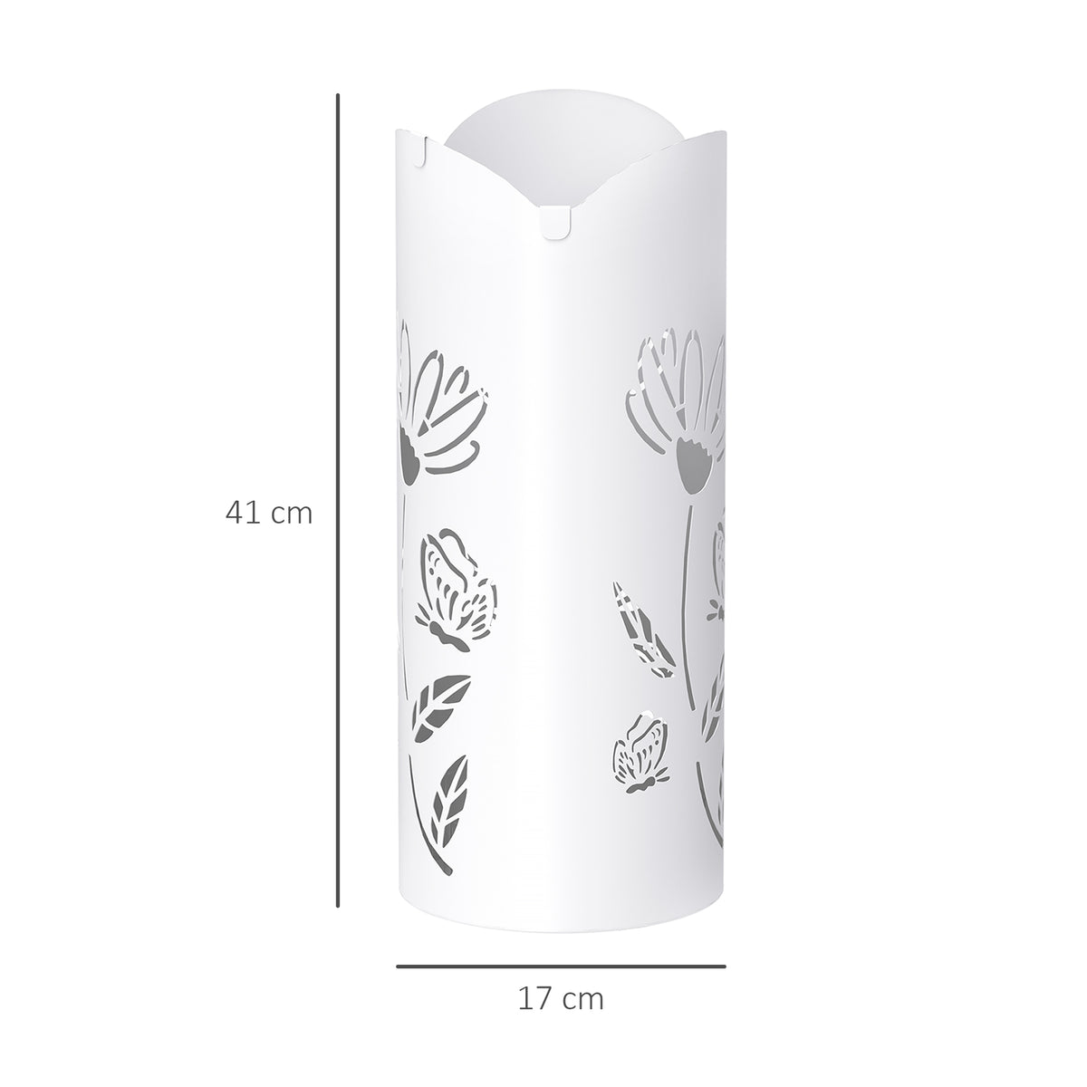 Suporte para Guarda Chuva em Aço com 4 Ganchos Bandeja de Gotejamento Amovível Suporte de Guarda Chuvas Branco para Entrada ou Escritório 17x17x41 cm — foto 3