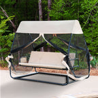 Baloiço de Jardim de 3 Lugares Convertível em Cama com Rede Mosquiteira para Terraço Balcão Exterior Carga Máxima 300kg 240x140x197cm Creme — foto 2