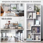 Prateleiras verticais modernas Design de estante com 8 prateleiras Painel de partículas E1 70x24x178cm Branco — foto 7