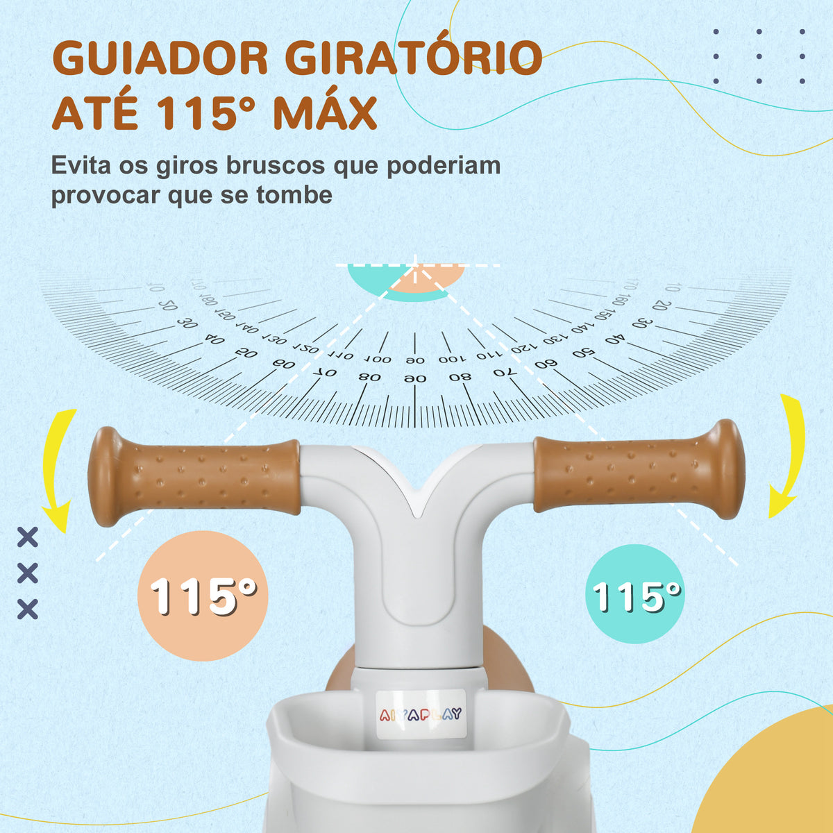 Bicicleta sem Pedais para Crianças de 12-36 Meses Bicicleta de Equilíbrio com Assento Ajustável Cesta e 4 Rodas Silenciosas Carga 20 kg 56x27x39 cm Marrom — foto 4