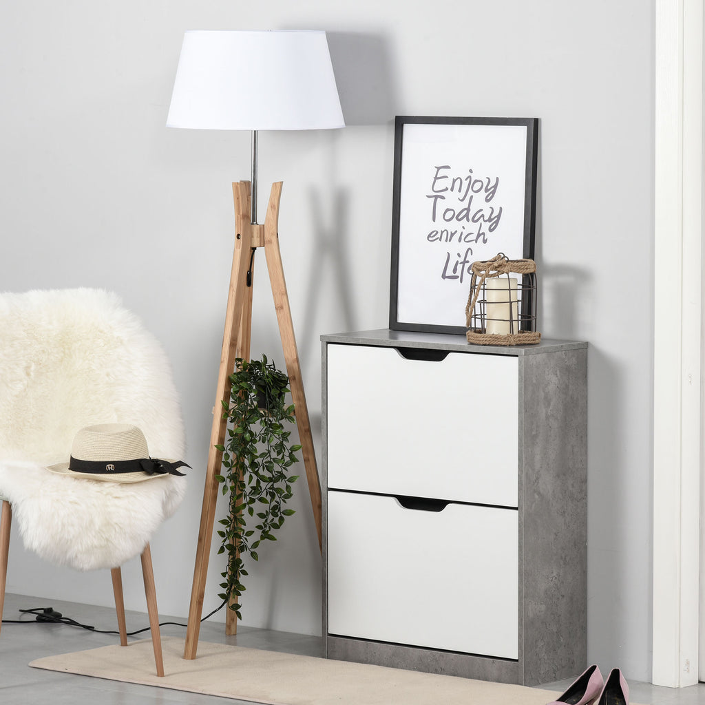 Sapateira Moderna Móvel Sapateira de Entrada com 2 Prateleiras Abatíveis para 8 Pares de Sapatos Sapateira Estreita para Corredor Entrada 62,5x26x81 cm Cinza — foto 2