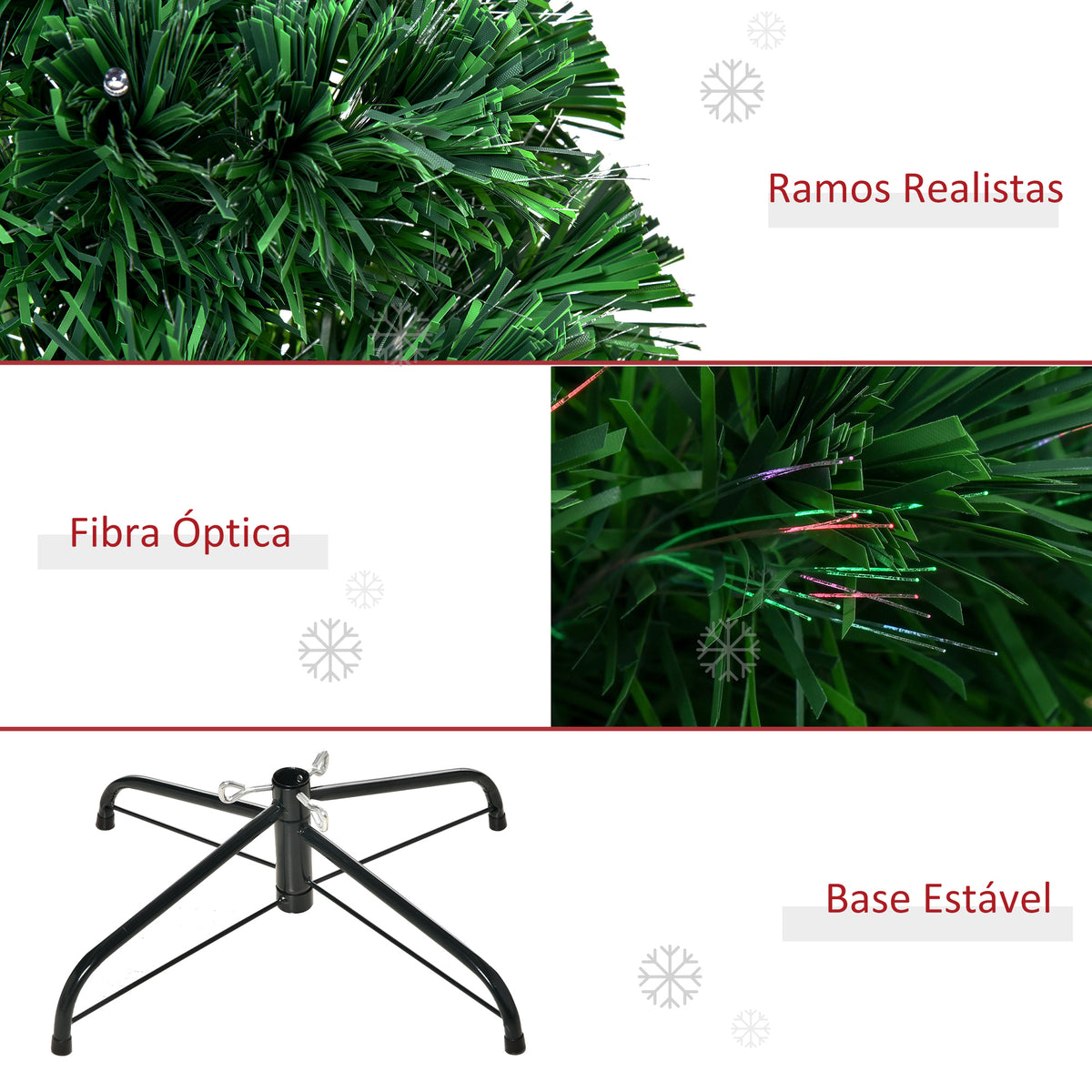 Árvore de Natal Artificial 120 cm Árvore de Natal com Fibra Óptica e Suporte Metálico Decoração de Natal Ø60x120 cm Verde — foto 8