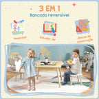 Conjunto de Mesa e 2 Cadeiras de Madeira Mesa Infantil com Cadeiras com Encosto em Forma de Ursinho e Compartimentos Ocultos para Crianças para Escola Infantil Quarto Madeira e Branco — foto 4