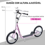 Trotinete com 2 Rodas de 16 Polegadas Trotinete para Crianças com Altura Ajustável e Freio 143x58x92-100 cm Rosa — foto 7