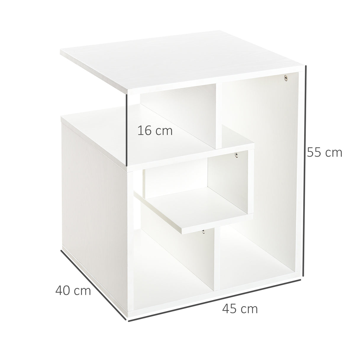 Mesa de Centro Mesa-de-Cabeceira Mesa de Café, Chá Mesas de Apoio para Sala Quarto Estante para Arrumação 45x40x55cm Branco — foto 3