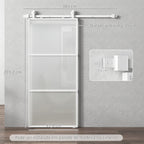 Porta de Correr com Acessórios Porta de Correr de Vidro com Mecanismo de Fecho Suave para Casa de Banho Sala de Estar Cozinha 91,4x203,2 cm Branco — foto 3
