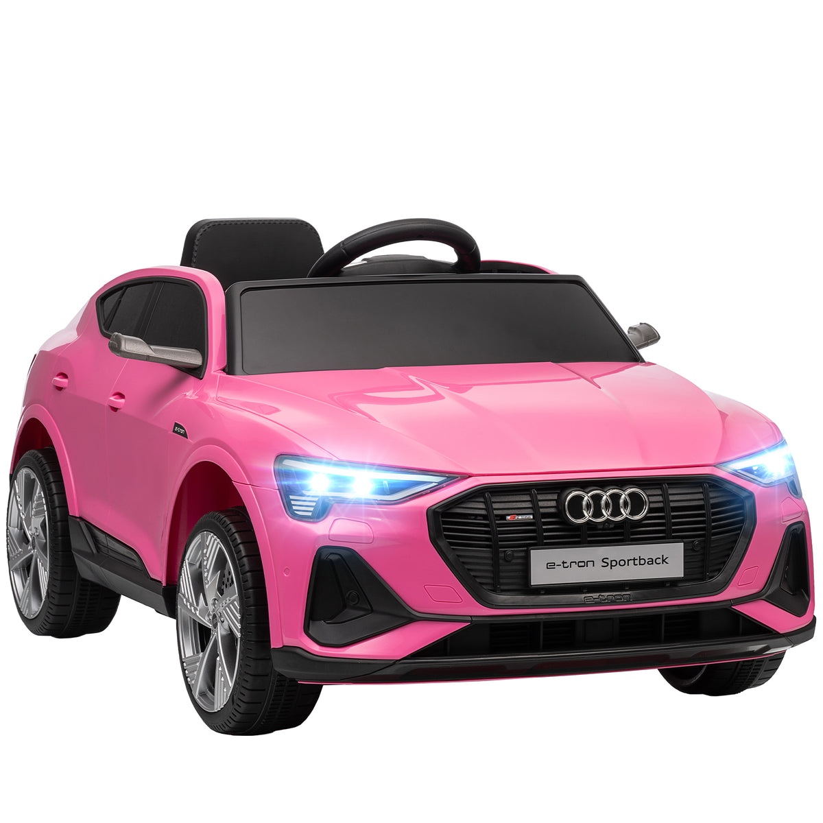 Carro Elétrico Audi E-Tron 12V para Crianças acima de 3 Anos com Controle Remoto Faróis Buzina Música MP3 TF USB e Abertura da Porta 3-8km/h 108x60x47 cm Rosa — foto 1