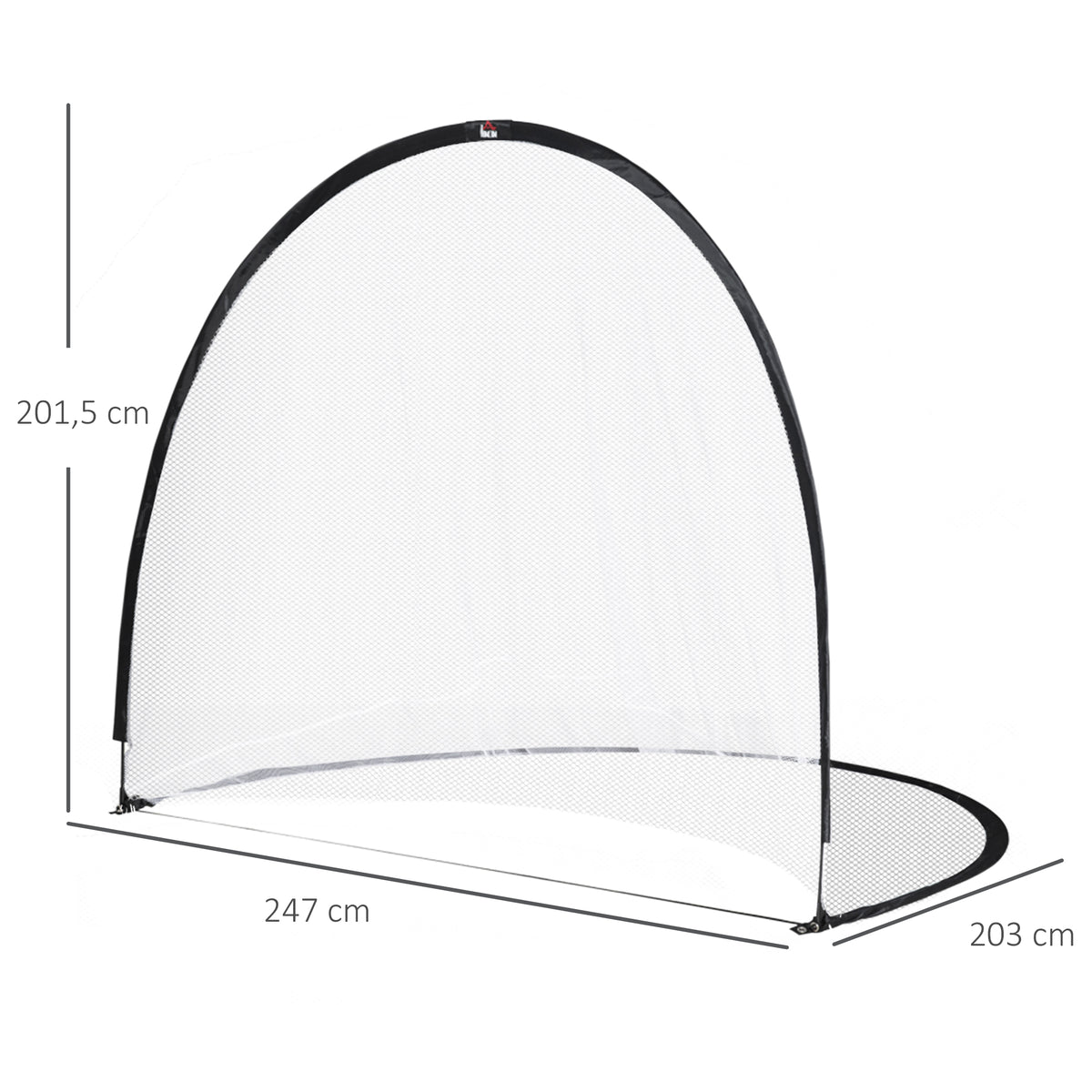 Baliza de Futebol sistema Pop Up com saco de transporte e estacas de fixação dim. 247L x 203l x 201,5H cm preto e branco — foto 2