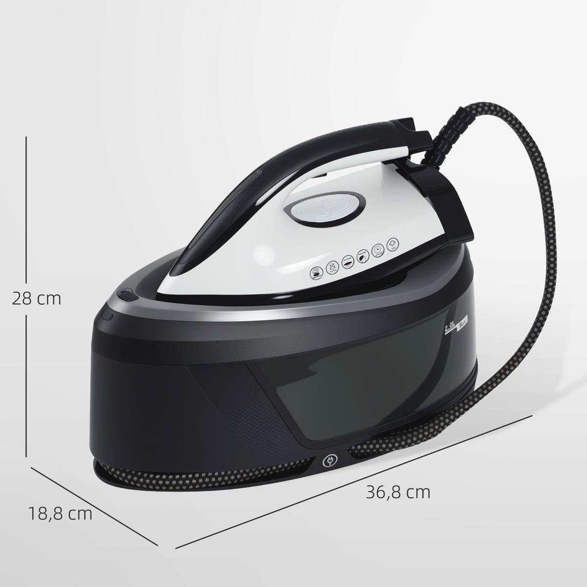 Ferro com Caldeira 2800W 100 g/min 8 Bares Função ECO Base de Cerâmica Dupla Camada Engomagem Vertical Potente Desligamento Automático Sistema Anticalcário Autolimpeza Depósito Amovível 2 L Azul — foto 3
