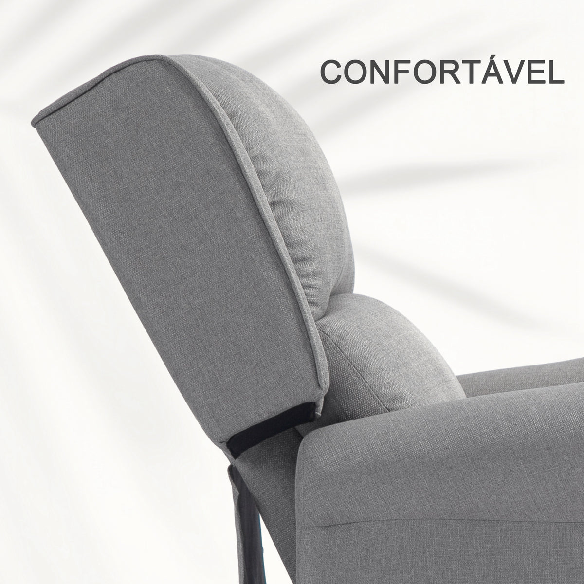 HOMOM Poltrona Reclinável Poltrona Relax com Reclinação Manual até 160° e Apoio para os Pés Retráteis Poltrona Sala de Estar 77x88x102 cm Cinza — foto 5