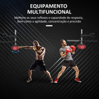 Punching Ball de Boxe Montado na Parede Altura Ajustável com Barra Giratória e Inflador Bola de Velocidade para Adultos e Adolecentes 79x72x20cm Preto e Vermelho — foto 4