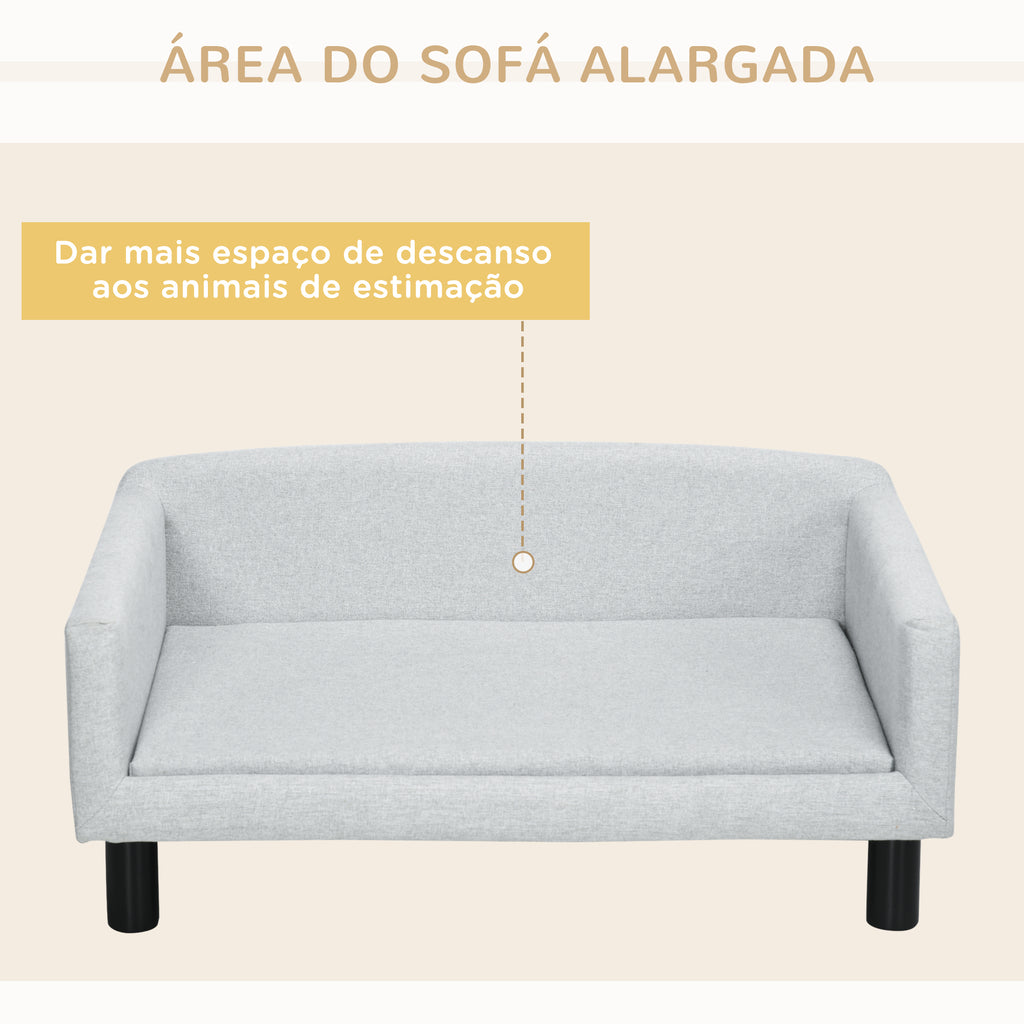 Sofá para Cães Médios Cama Elevada para Cães com Pernas de Madeira Cama para Animais de Estimação Capacidade 20 kg 82x54x36 cm Cinzento — foto 6