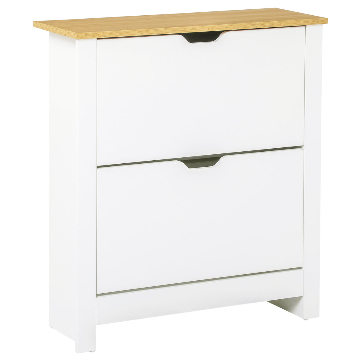 Sapateira Branca Estreita Armário para Sapatos com 2 Gavetas Basculantes para 12 Pares de Sapatos e Prateleira Interior Ajustável para Corredor Entrada 72x26x80 cm — foto 1