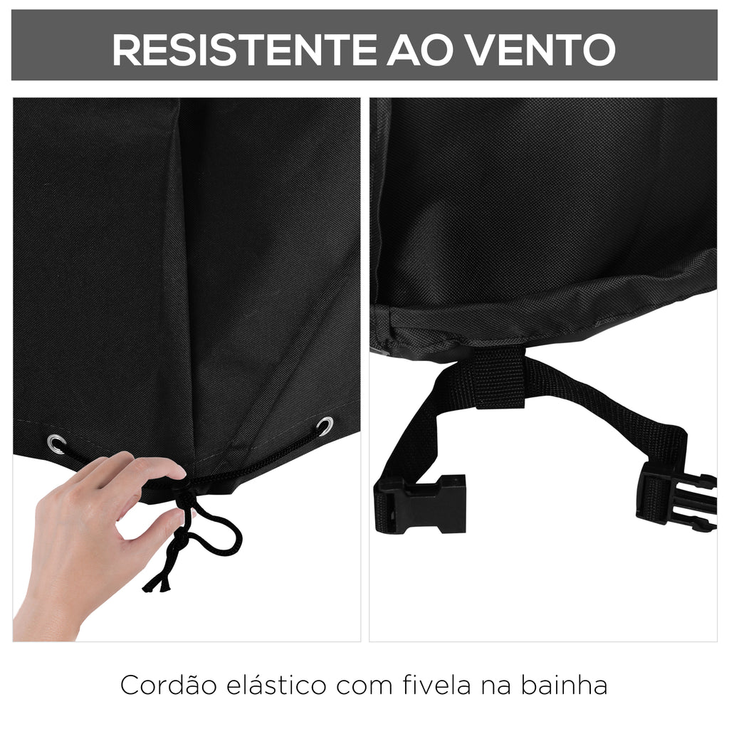 Capa Protetora para Móveis de Jardim em Forma de L Cobertura para Sofás Exterior com Fivelas de Tração Tecido Oxford 600D Impermeável 260x192x82cm Preto — foto 5