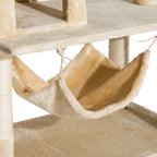 Arranhador de Árvore para Gatos com Plataformas Múltiplas Brinquedo Suspenso Caverna Espaçosa Rede Macia Postes de Coçar 70x40x152 cm Bege — foto 8