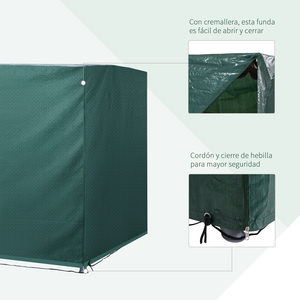 Capa de Proteção para Baloiço de Jardim, Capa Impermeável com Fecho, 215x155x150 cm, Verde — foto 5
