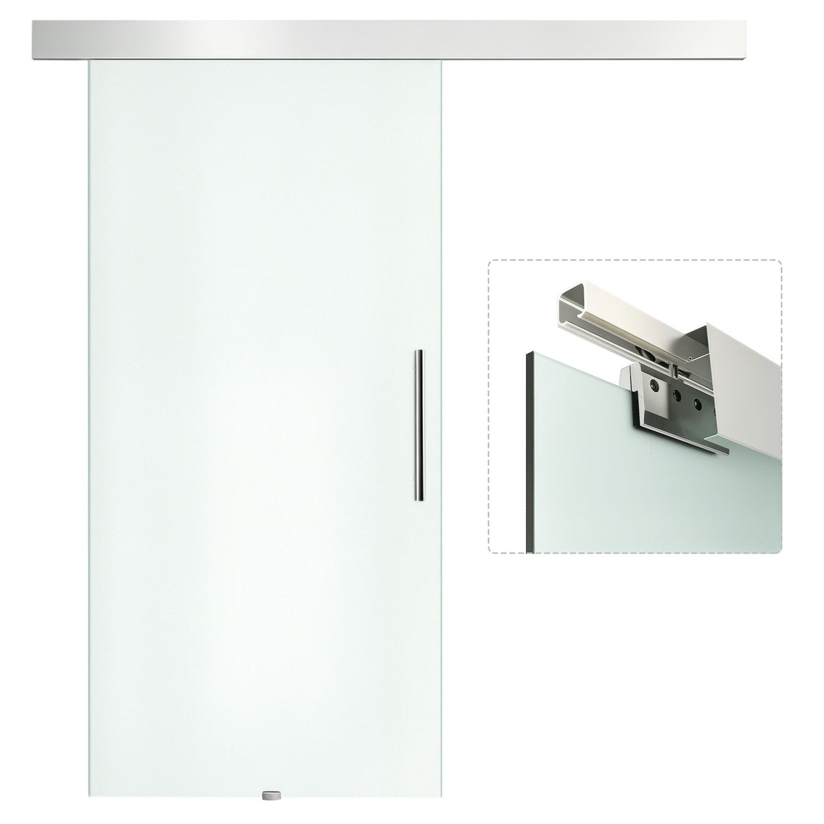 Porta de Correr de Vidro 102,5x205 cm Porta de Correr de Vidro com Trilho Translúcida - Modelo 1 — foto 1