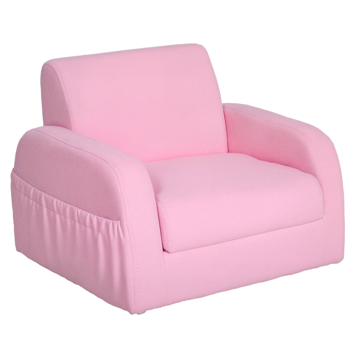Poltrona Infantil Poltrona 2 em 1 para Crianças Dobrável em 2 Posições com Apoio de Braços e Assento Acolchoado 47x45x38cm Rosa — foto 1