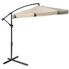 Chapéu de Sol de Jardim Ø265 cm Chapéu de Sol Excêntrico com Teto Inclinável Manivela 8 Hastes de Metal e Base Cruzada Proteção Solar para Terraço Varanda Exterior Bege — foto 1