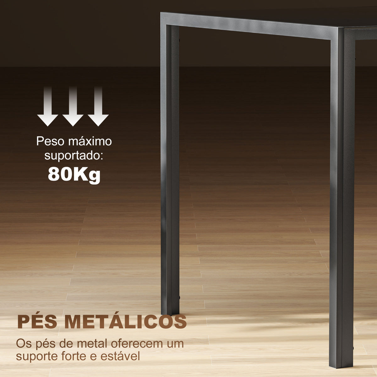 Mesa de Refeição de Vidro Mesa Retangular para 6 Pessoas com Pés de Metal Multifuncional para Cozinha ou Sala 140x80x75 cm Preto — foto 5