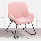 Poltrona Sala de Estar Moderna Poltrona de Leitura com Assento Largo e Acolchoado Estofada em Veludo Pés de Metal Poltrona para Dormitório 70x67,5x87 cm Rosa — foto 3