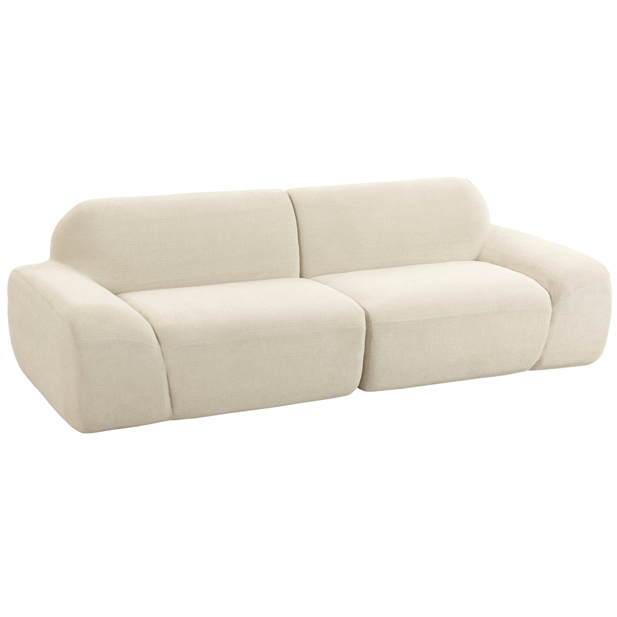 Sofá 3 Lugares em Chenille 244 cm Sofá de Sala Moderno Assento e Braços Largos Molas Ensacadas Creme — foto 1