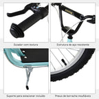 Trotinete para Crianças acima de 5 Anos e Adolescentes com Guiador Ajustável em Altura 2 Pneus de Borracha Insufláveis com Travagem Dupla e Rodas 16" Carga 100 kg 139x58x90-96 cm Azul — foto 6