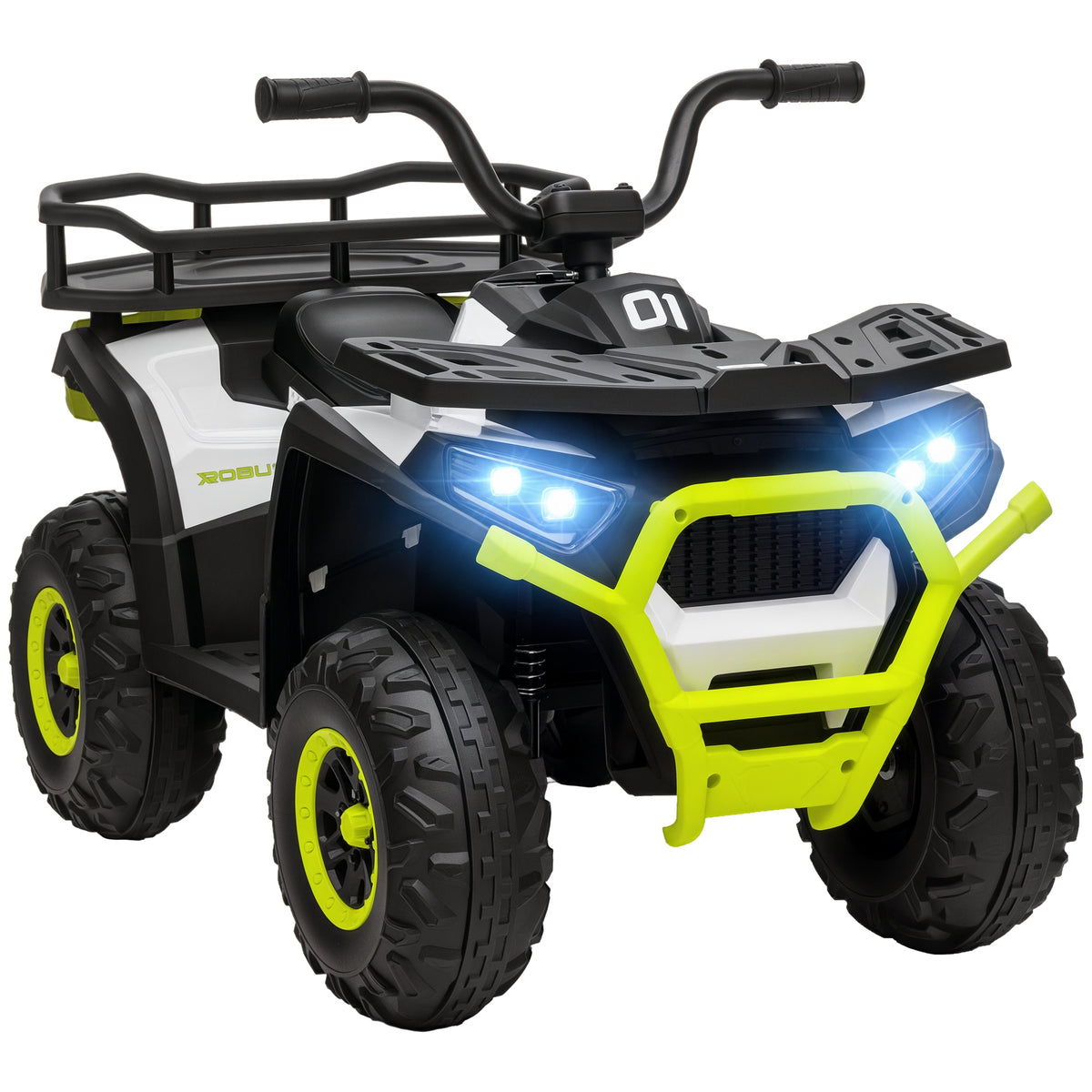 Quadriciclo Elétrico para Criança acima de 3 Anos Quadriciclo Elétrico Infantil com Bateria 12V Faróis Música MP3 Velocidade Ajustável e Cesta de Arrumação Carga 30 kg 88x50x57,5 cm Verde — foto 1