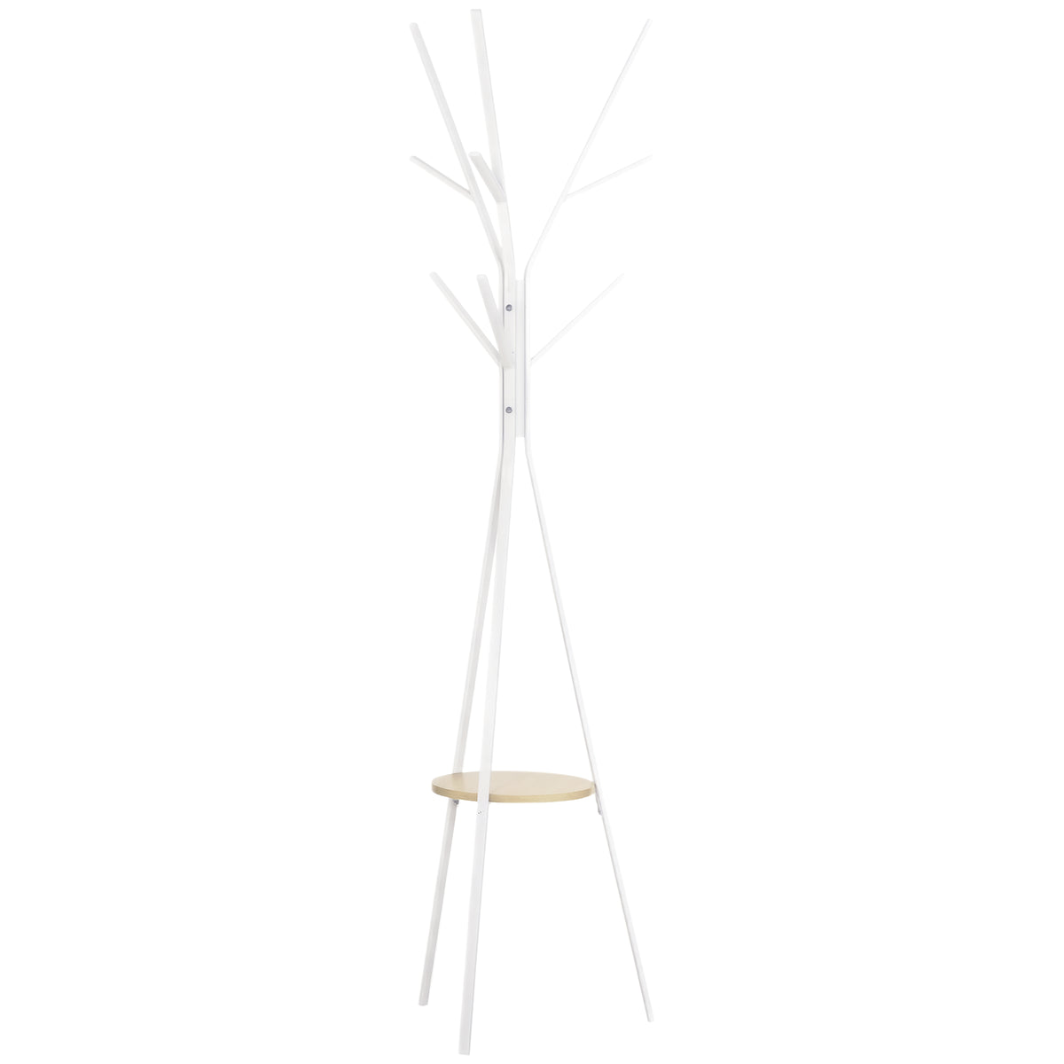 Cabide de Pé Metálico para Pendurar Roupa Bolsas com 9 Ganchos e Prateleira Cabide de Pé Moderno 45x45x180 cm Branco — foto 1