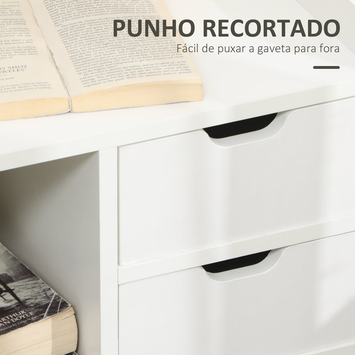 Mesa de Cabeceira Moderna Mesa de Cabeceira com 2 Gavetas e 3 Compartimentos de Armazenamento para Sala de Estar Quarto Carga 30 kg 40x30x60 cm Branco — foto 6