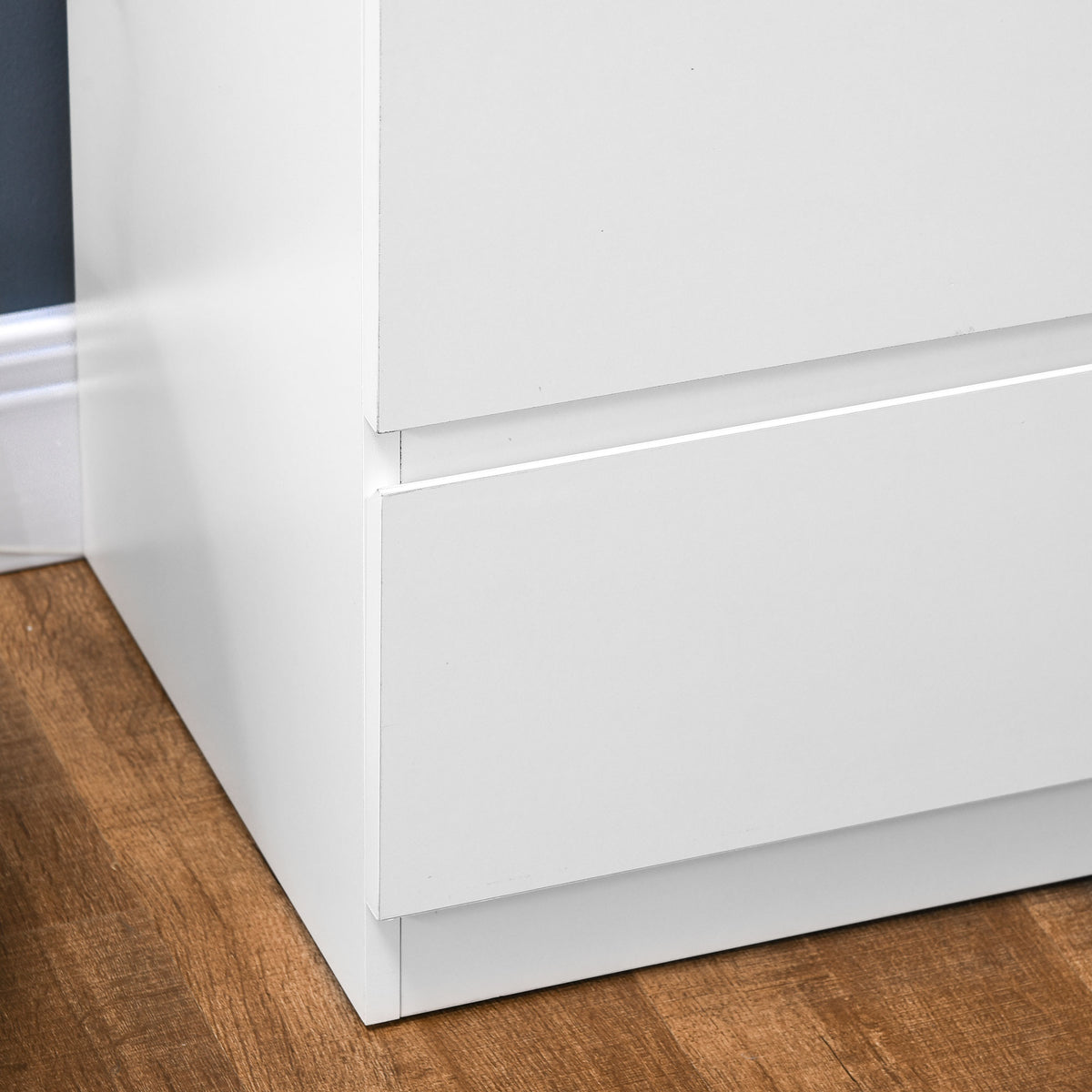 Cómoda Moderna com 6 Gavetas Cómoda de Madeira para Dormitório Entrada Sala de Estar Carga Máxima 50kg 80x39x115cm Branco — foto 9