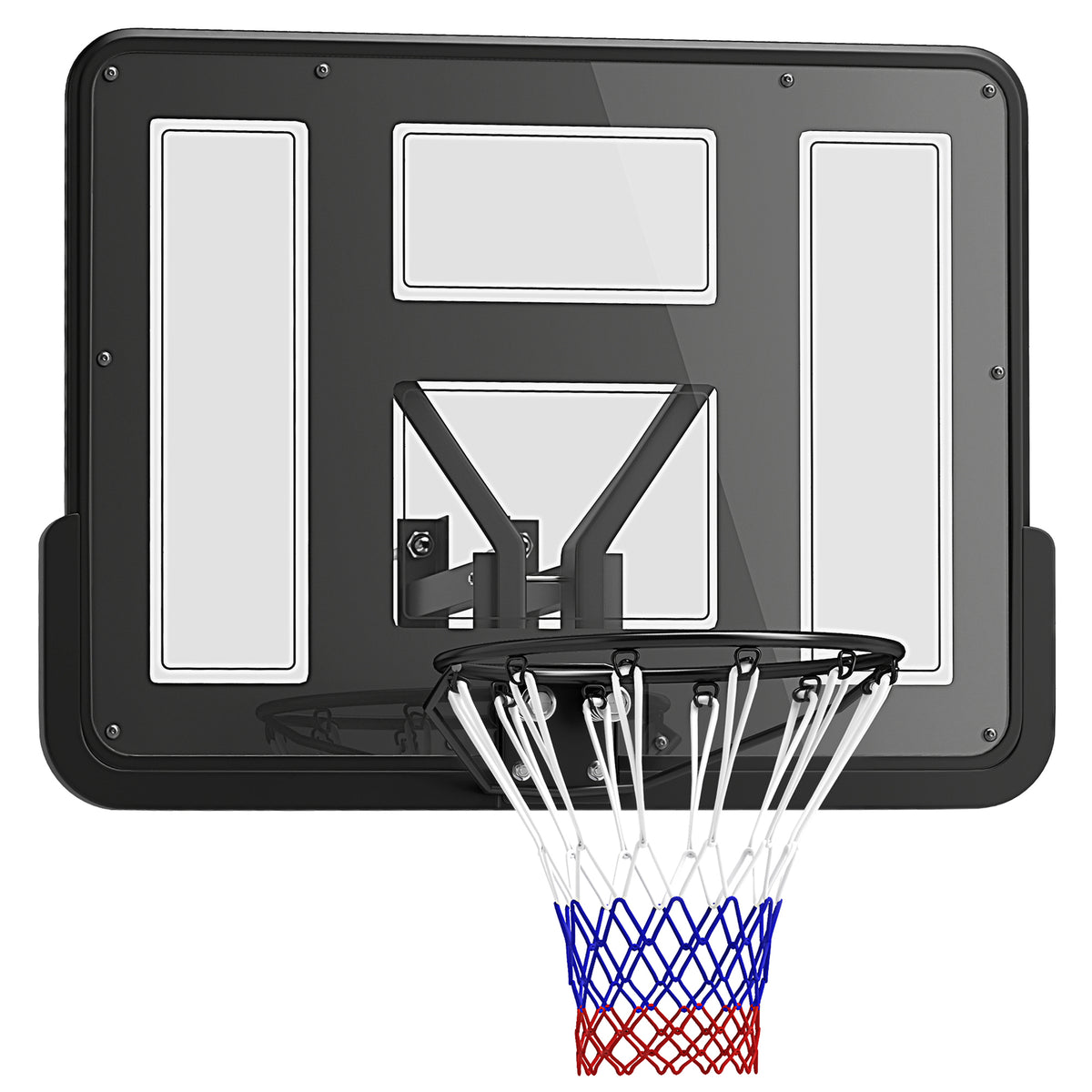 Tabela de Basquetebol de Parede Painel de Basquetebol para Interior e Exterior com Painel Inquebrável de 110x75 cm e Rede Resistente a Rasgos para Adultos e Crianças Preto — foto 1
