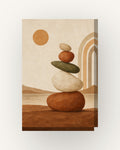 Seixos · Boho · Quadro abstrato — acabamento:slim