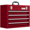 Caixa de Ferramentas de Aço com 2 Gavetas Tampa Abatível e Fechaduras Metálicas Mala de Ferramentas Portátil para Oficina Bricolage Casa 51x22x39,5 cm Vermelho — foto 1