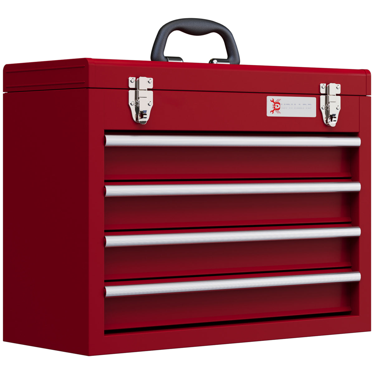 Caixa de Ferramentas de Aço com 2 Gavetas Tampa Abatível e Fechaduras Metálicas Mala de Ferramentas Portátil para Oficina Bricolage Casa 51x22x39,5 cm Vermelho — foto 1