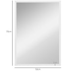 Espelho de Parede Decorativo 50x70 cm Espelho Retangular Espelho de Casa de Banho com 4 Ganchos Metálicos Estilo Moderno para Sala Quarto Entrada Branco — foto 3