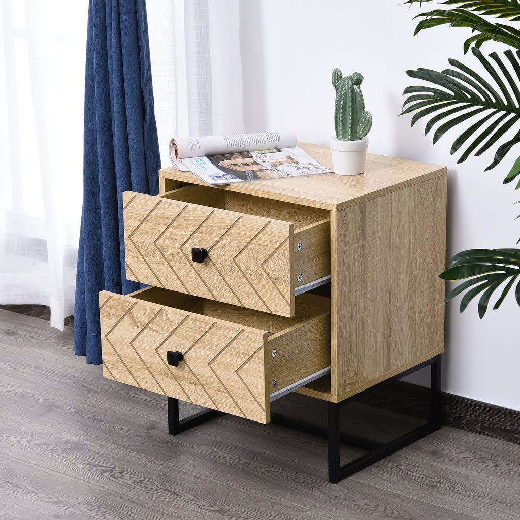 Cômoda de Madeira da Mesa de Cabeceira Confortável com 2 gavetas Roupeiro 48x39,5x60cm do Armazenamento da Mobília da Mesa de Cabeceira 48x39,5x60 cm — foto 2